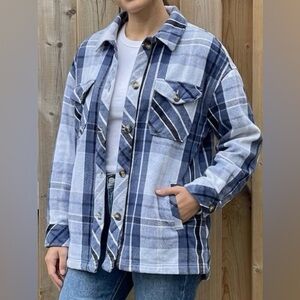 OFFLINE by Aerie | Oversized Blue Plaid Shacket - Size Medium
